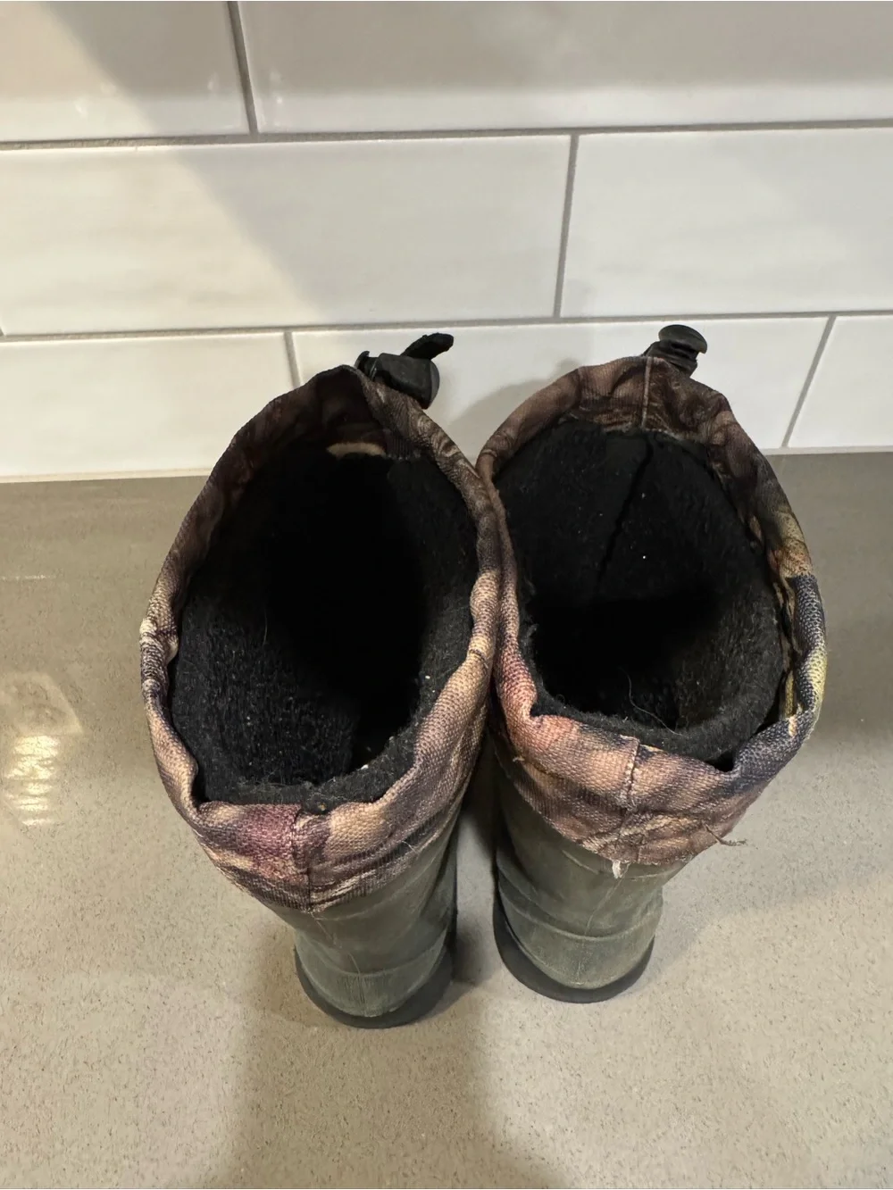 Kamik Kids Olive Green Camo-Trim Waterproof Rain Boots